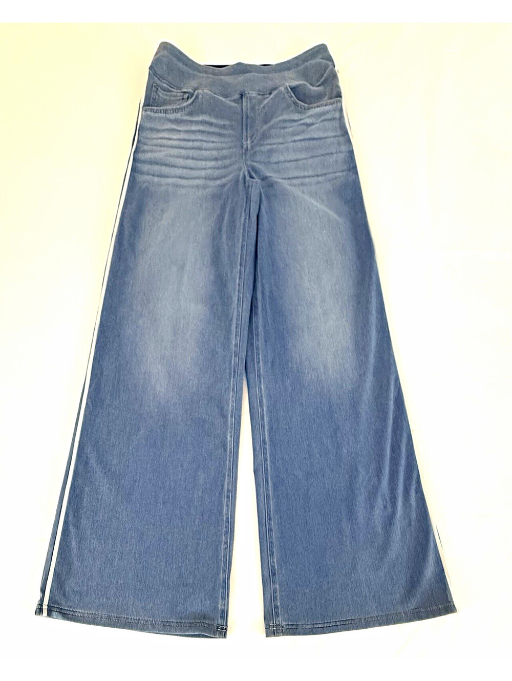 Halara Flex Women’s High Waisted Wide Leg Stripe Jeans Blue L Regular NWT